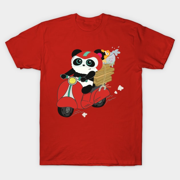 Panda motorcycle T-Shirt by RedLineStore